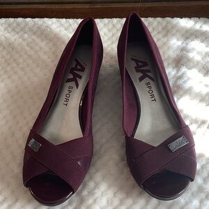 Anne Klein Burgundy Peep Toe Heels